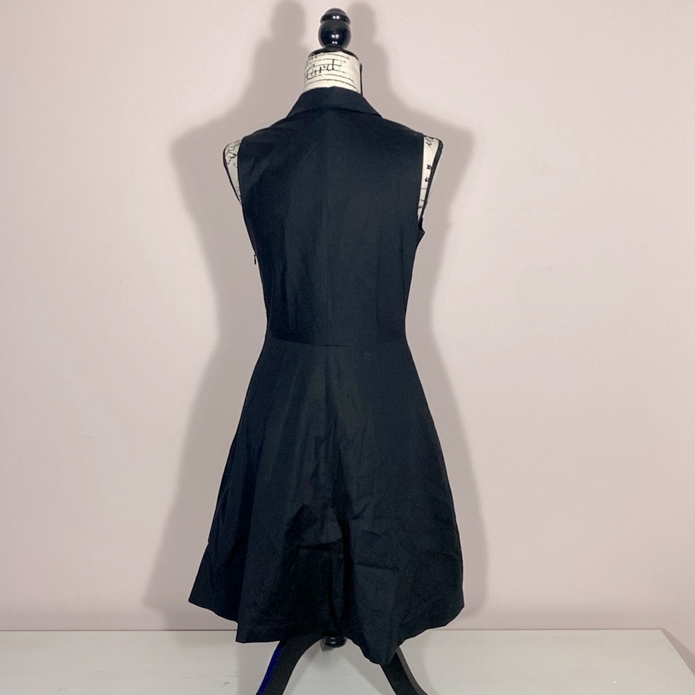 Theory Black Sleeveless Collared Black Mini Dress 2 - Picture 4 of 7